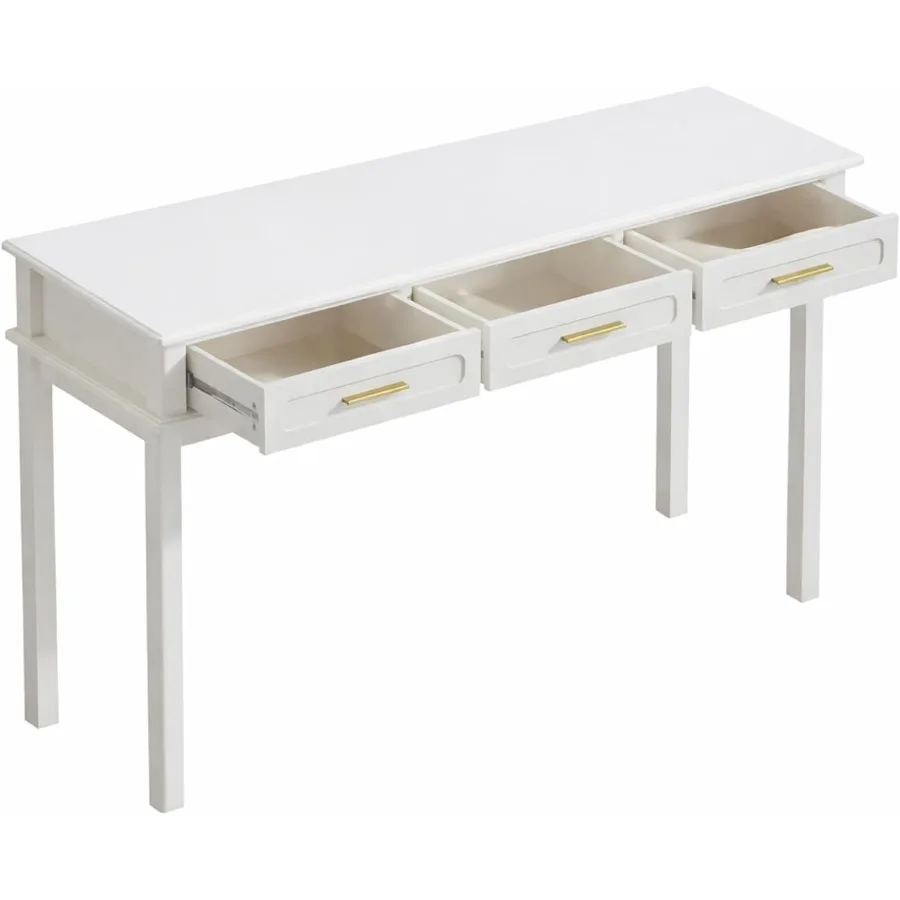 Cream White Vanity Desk with 3 Drawers, Home Office Desk, Modern Makeup Table or Writing Desk, Multipurpose Dressing Table for