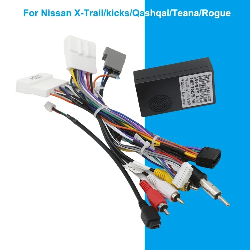 For Nissan X Trail Kicks Qashqai Teana Rogue Android 2 Din Car GPS Radio 16 Pin Canbus Box Cable Support 360 Around View Camera