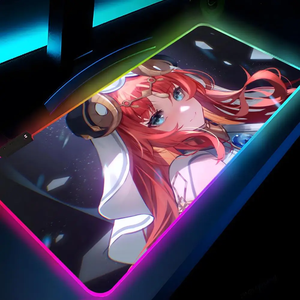 Nilou-Tapis de souris Genshin Impact Animal Gaming LED, 700x300, Polymère, Tapis de table, PC, Bureau, Polymère RVB, Polymère de clavier, média