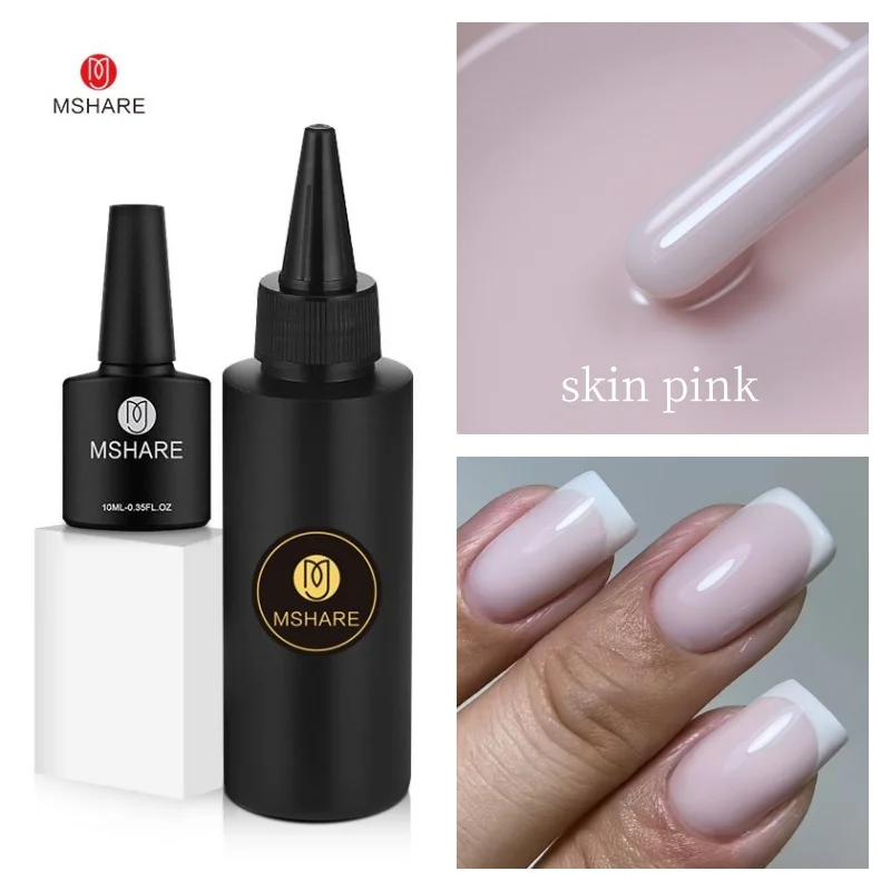 MSHARE100ml Pink Liquid Acrylic Gel Acrygel TPO Free Builder Nail Gel For Nails Extension Constuction Self Level Soak Off UV LED