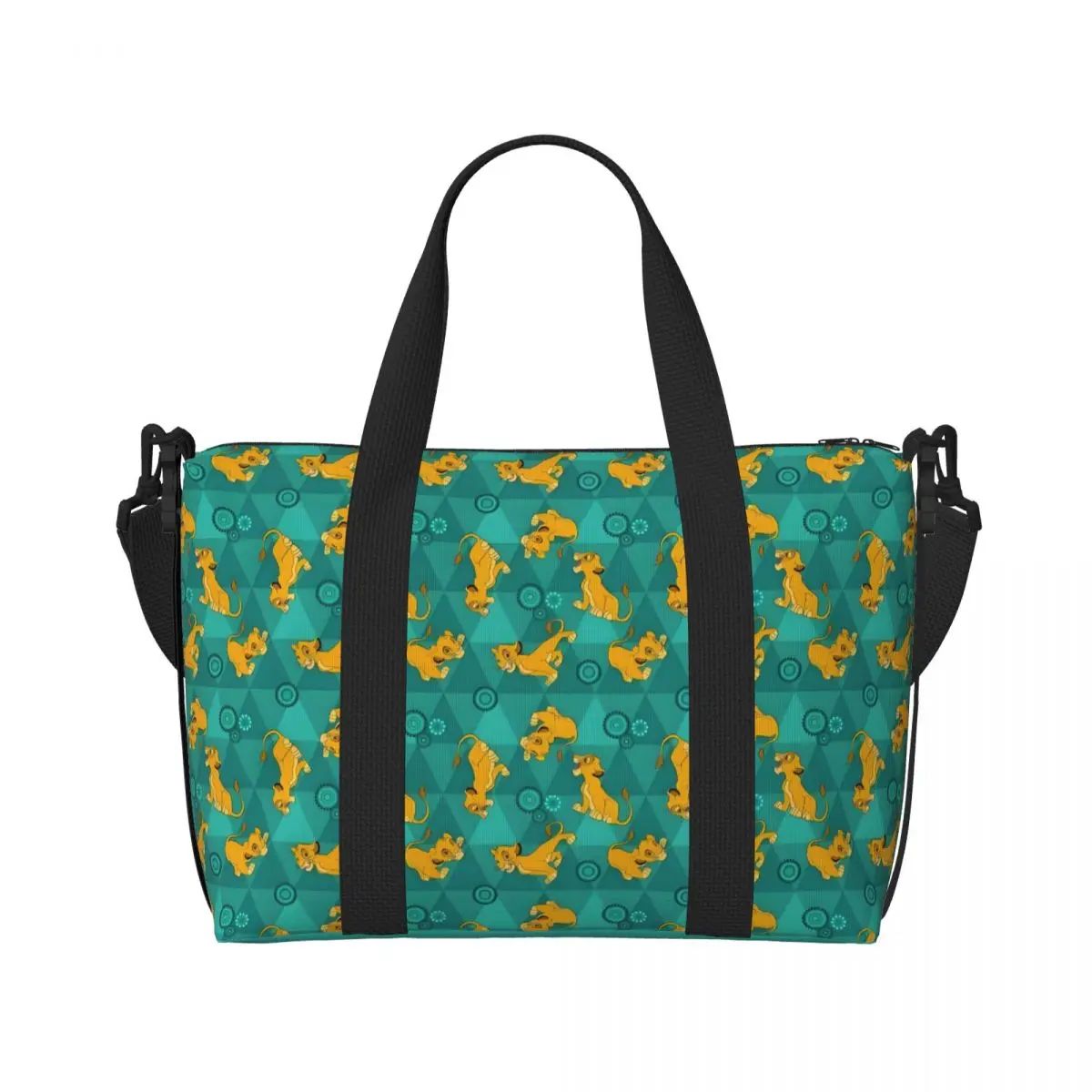 Custom The Lion King Tote Bag Women Large Capacity Simba Cartoon Gym Beach Shoulder Travel Bag