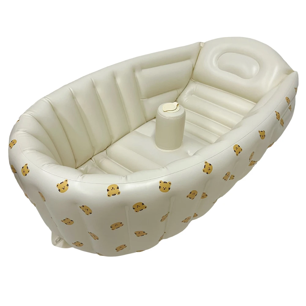 Non Slip Spa Tub with Back Support Inflatable Baby Bathtub Built-in Air Pump Deflates and Folds Easily for 6 Month - 3 Years Old