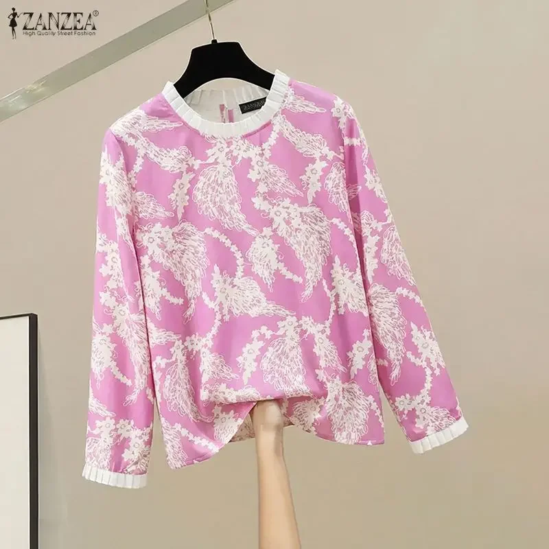 

ZANZEA Women Fashion Blouse Floral Print Shirts Long Sleeve Casual Tunic Top Loose Oversized Vintage Blusas Female Clothing 2026