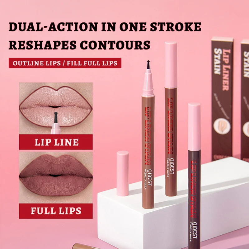 2-in-1 matte lip liner smooth application waterproof anti smudge natural makeup effect