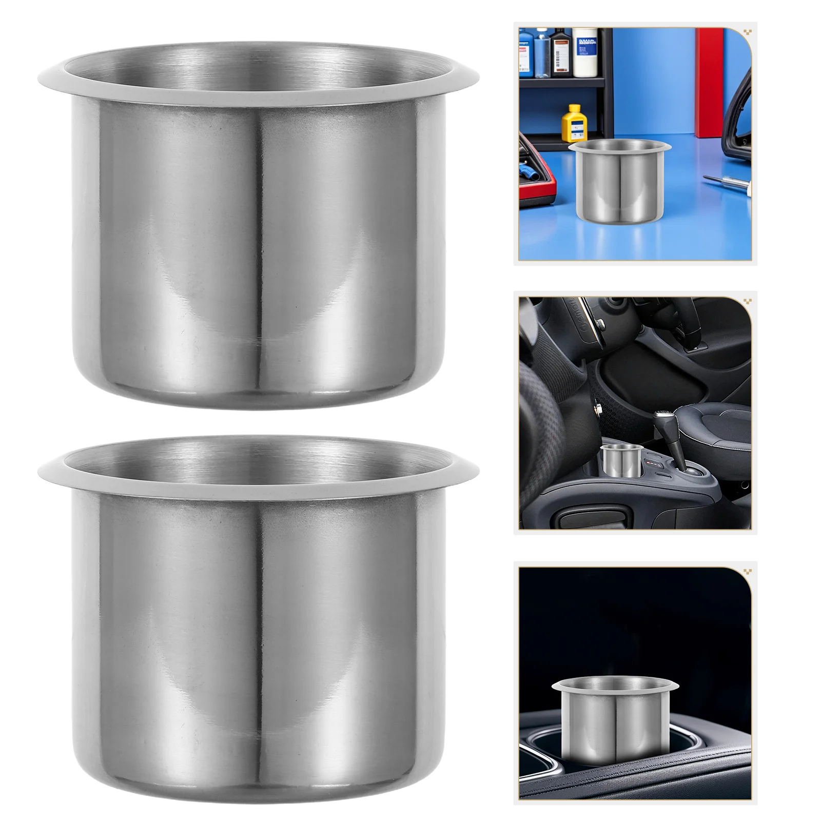 

2pcs Stainless Steel Cup Holder Insert Space-Saving Rv Drink Holder For Car Van Boat Table Heavy Duty Metal Mount Flush
