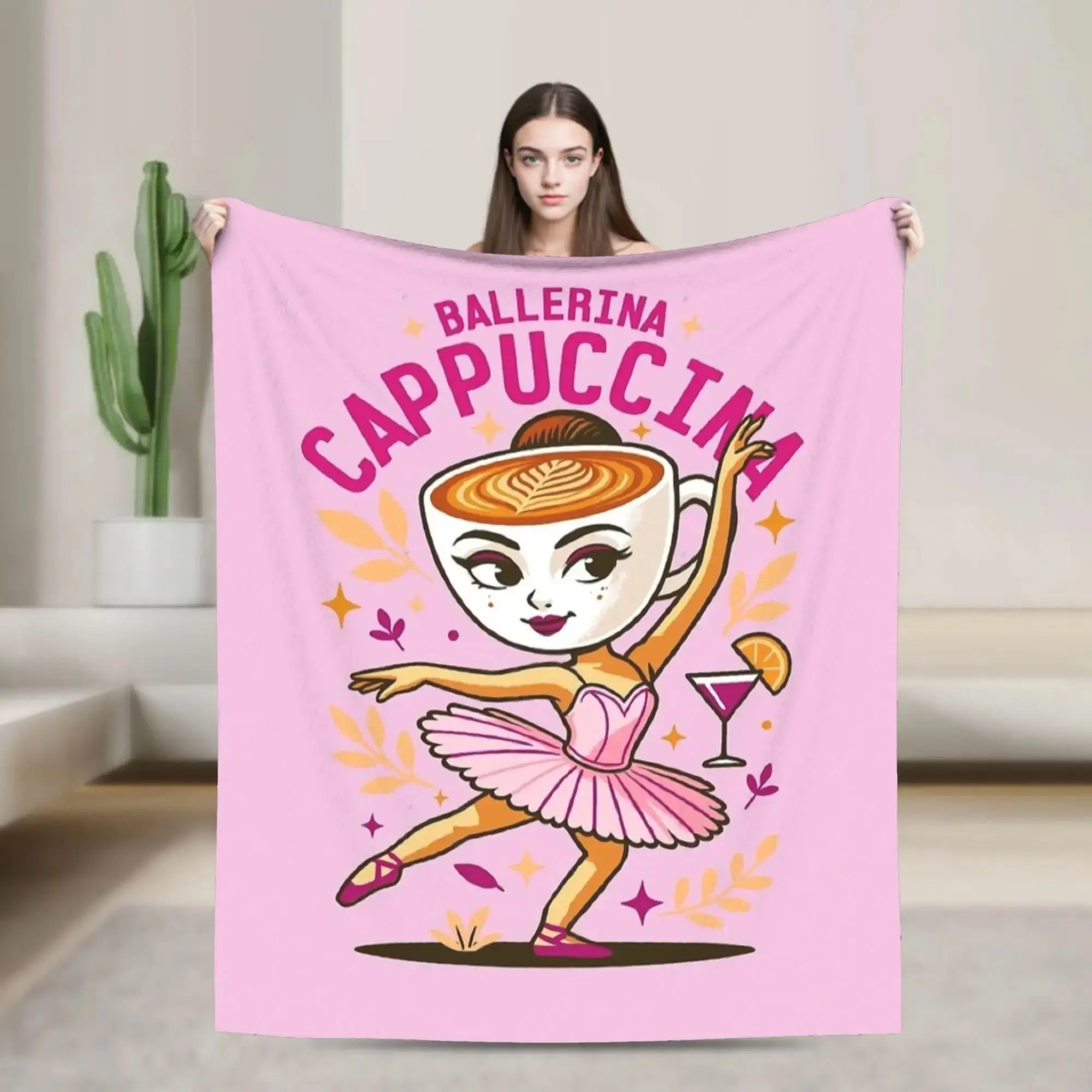 

Плед «Балерина Капучина» с итальянскими мемами, мягкий, теплый, плюшевый, для дивана, кресла, кровати, фланелевый, для декора девичьей спальни