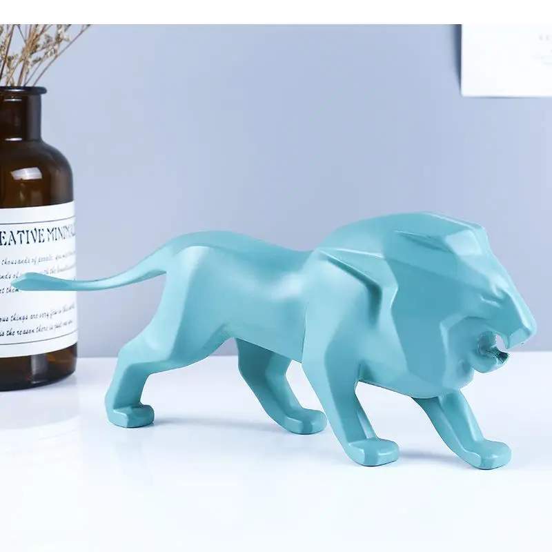 

Resin Crafts Simulation Animal Geometry Lion Statue Modern Home Decoration Handicraft Furnishings Desktop