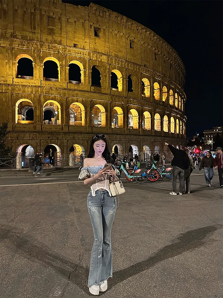 

Джинсы Bear Bear House Slim Fit для женщин, с завышенной талией, удлиненные, из хлопкового стрейч-денима, летняя коллекция