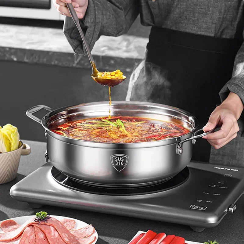 

Food Dishes Hot Pot Korean Noodle Charcoal Cooking Chinese Hot Pot Ramen Stainless Steel Square Gas Fondue Chinoise Cookware