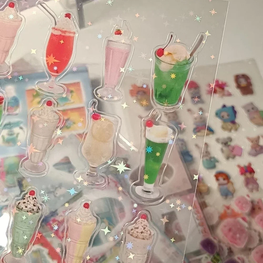 6 قطعة فلاش لطيف PET ملصق Toploder ديكو مجلة مخطط بريق ملصق للهاتف كاميرا كتيب الليزر ملصقات Kawaii هدية #4