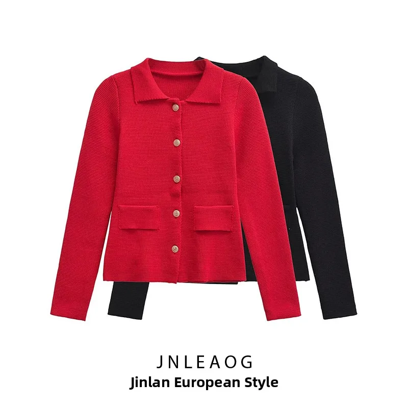 

JNLEAOG модный вязаный джем женский повседневный осенний Новое поступление, украшенный пуговицами, универсальный уличный длинный све