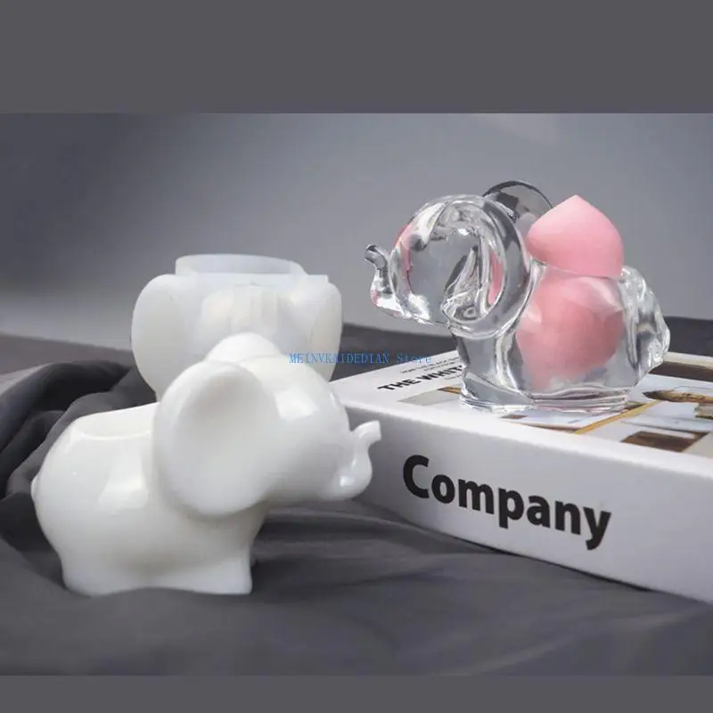 

C1FE Elephant Holder Silicone Resin Mold Makup Egg Stand Epoxy Resin Casting Mould Beauty Sponge Rack Mold Art Tools