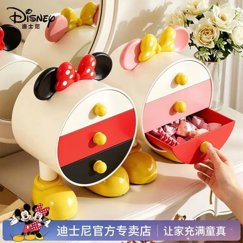 Disney Minnie Desktop Storage Box Cute Dopamine Drawer Style Storage Office Desk Dormitory Entrance Miscellaneous Storage Rack