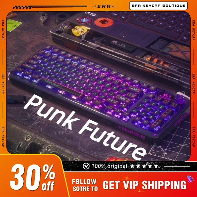 Original Binary Punk Future Series Transparent Keycap PBT Double Skin Milk Keycap Sublimation 117 Key Keycap