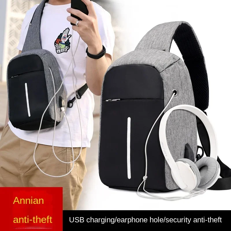 New Waterproof and Wear-resistant USB Multifunctional Charging Large Capacity Anti-theft Chest Bag and Shoulder Bag Sling Bag