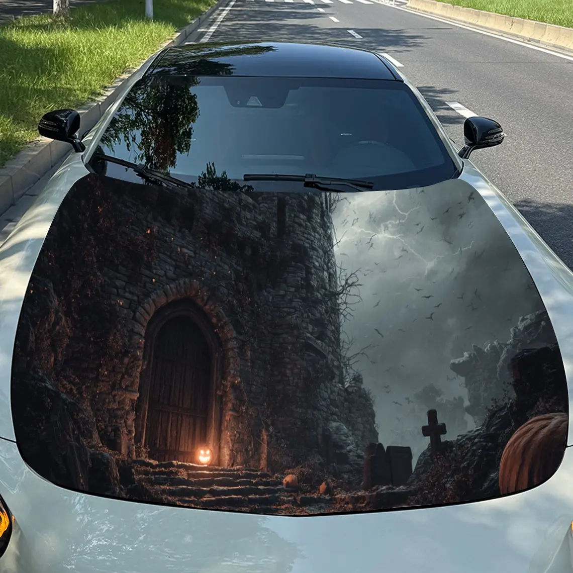 

Эффектные наклейки на капот автомобиля Dark Castle — самоклеящаяся, водонепроницаемая и прочная виниловая пленка, украшение и защита вашего автомобиля, подходит для