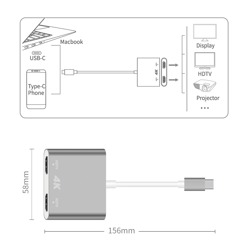 محول الفاصل USB 3.0 محول USB-C HUB Type-C إلى HDMI متوافق محول التوصيل والتشغيل محطة قفص الاتهام محور الألعاب مشاركة الشاشة