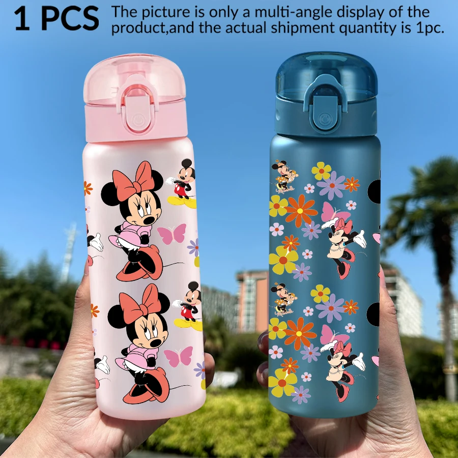 1 قطعة ديزني ميني/الزهور/منقوشة 26 أوقية زجاجة ماء بلاستيكية كوب رياضي كهدية عيد ميلاد/العودة إلى المدرسة