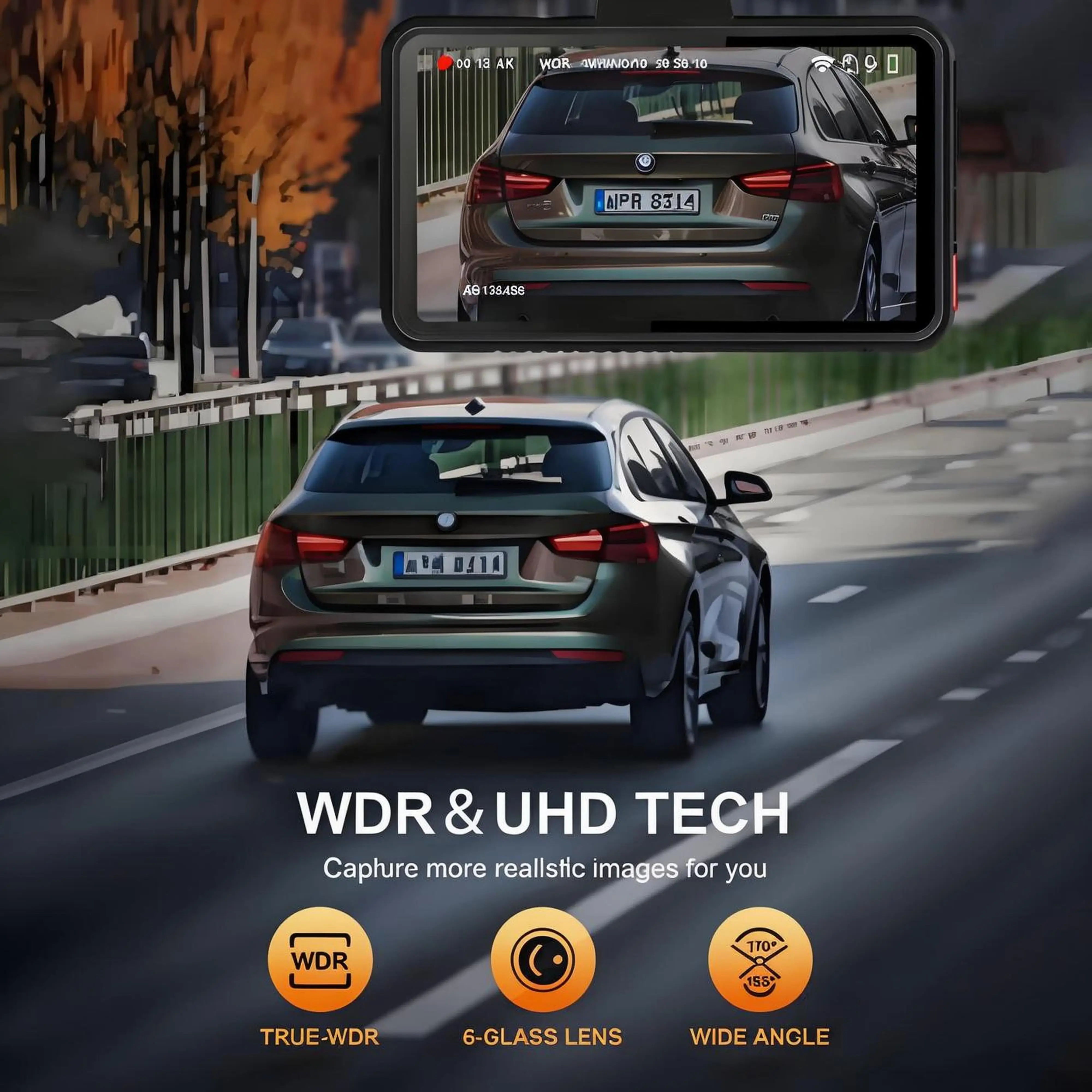 4K WiFi Front Dash Cam with APP Control 24H Parking Monitor GPS 140°FOV Mini Car DVR Night Vision Loop Recording