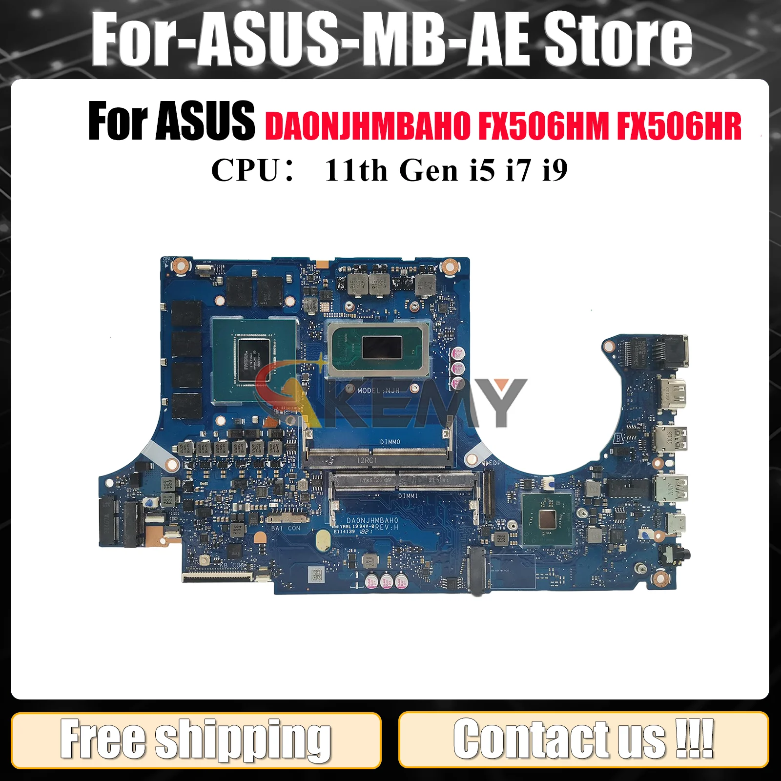 

DA0NJHMBAH0 Материнская плата для ноутбука ASUS TUF Gaming FX506H FX506HR FX506HM Материнская плата с 11-го поколения i5 i7 i9 100% тест, ОК, быстрая доставка