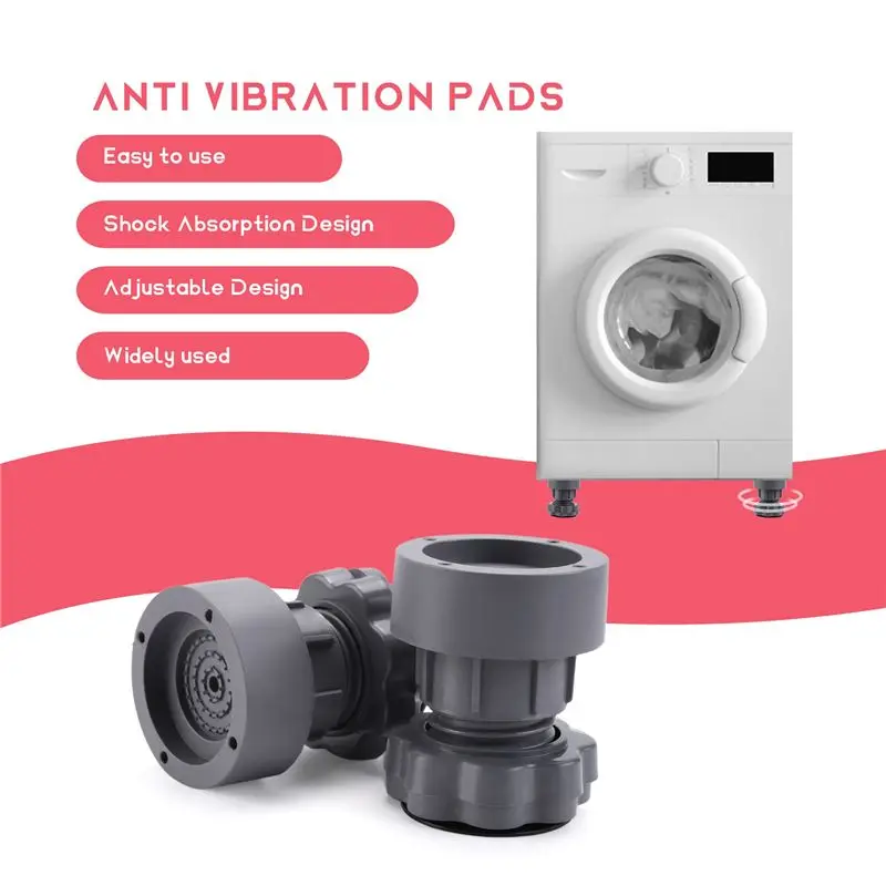 B02C-Washing Machine Foot Pads Support Adjustable Highly Non-Slip Mat Anti Vibration Feet Pad For Washer And Dryer