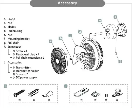 Mount Swivel fan with Folding Arm (Walnut)