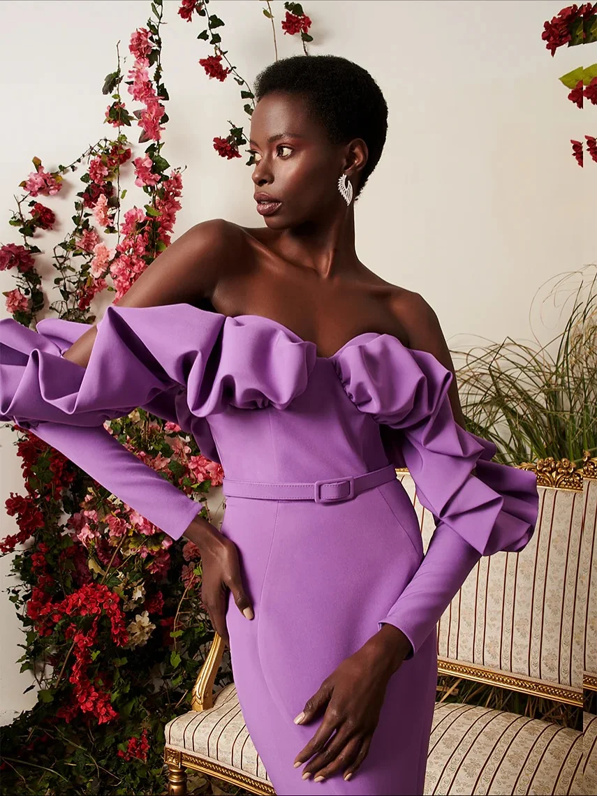 

Aenyrst Customized Evening Dresses Woman Elegant Purple Simply Formal Occasion Dresses Elgant Draped 2025فساتين سهرة