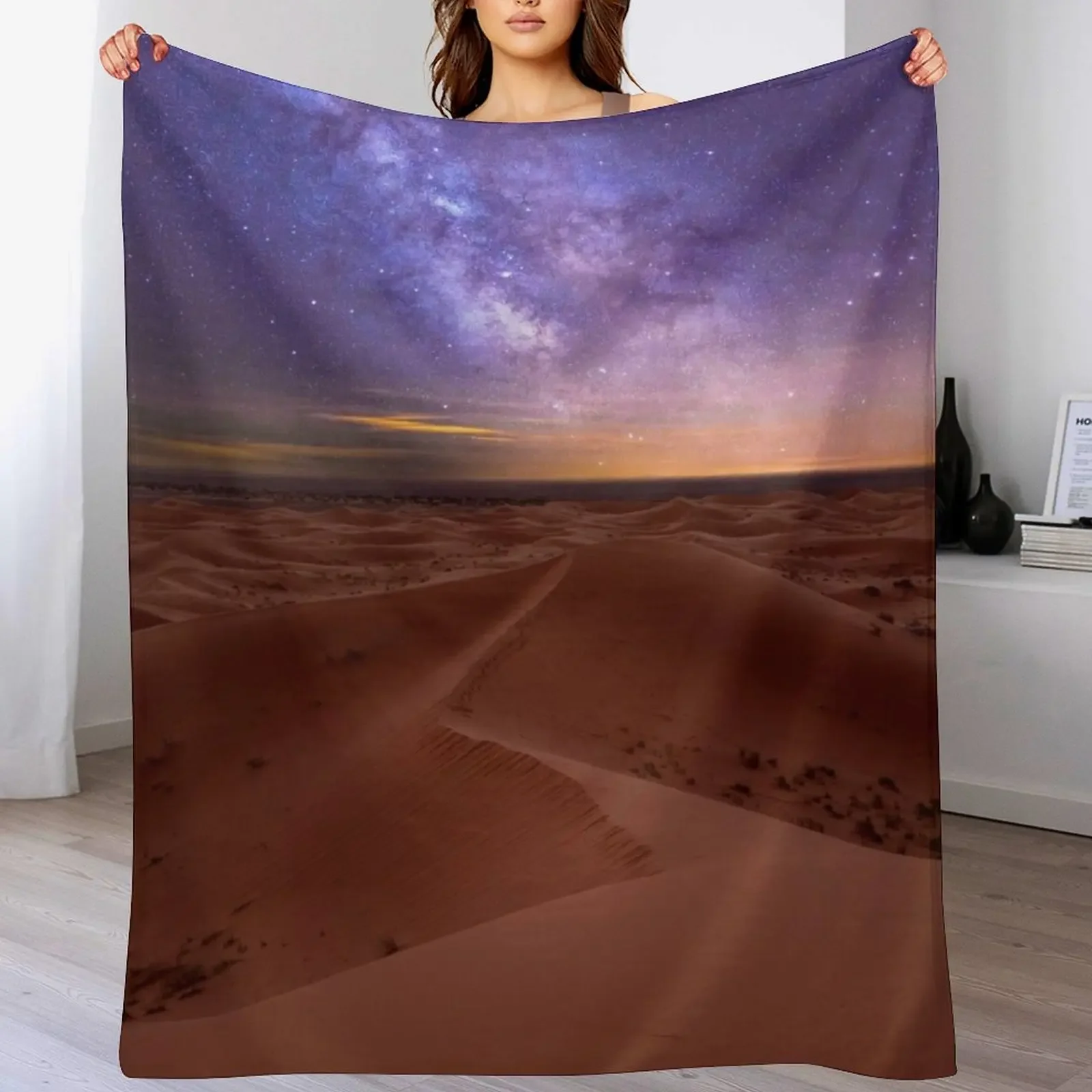 

Sahara desert near Merzouga, Morocco at night Throw Blanket Stuffeds Comforter halloween Luxury Designer Blankets