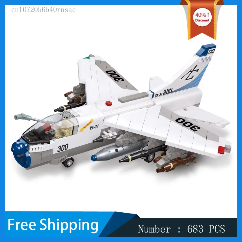 

MOC Building Blocks Military White Attack Fighter Model 683pcs DIY Brick Assemble Toys Plane Collection Christmas Gifts Airplane