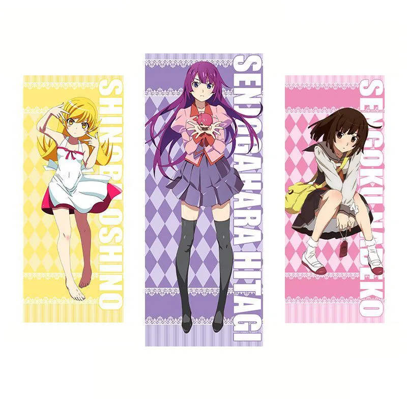 Monogatari Series Anime Tapestry, Shinobu Oshino Hitagi Senjougahara Sengoku Nadeko Wall Hanging, Kawaii Anime Decor for Bedroom
