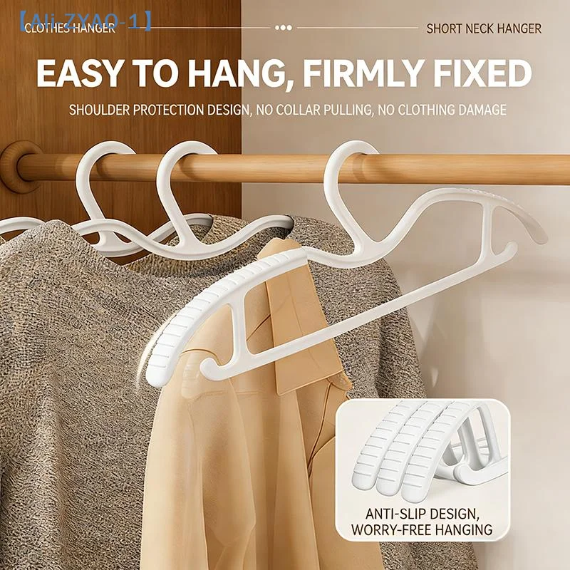 【ZYAO-1】10PCS Wide Shoulder Hangers, Short Neck Non-Slip Mark-Free, Space Saving Closet Organizer For Home Dorm Wardrobe