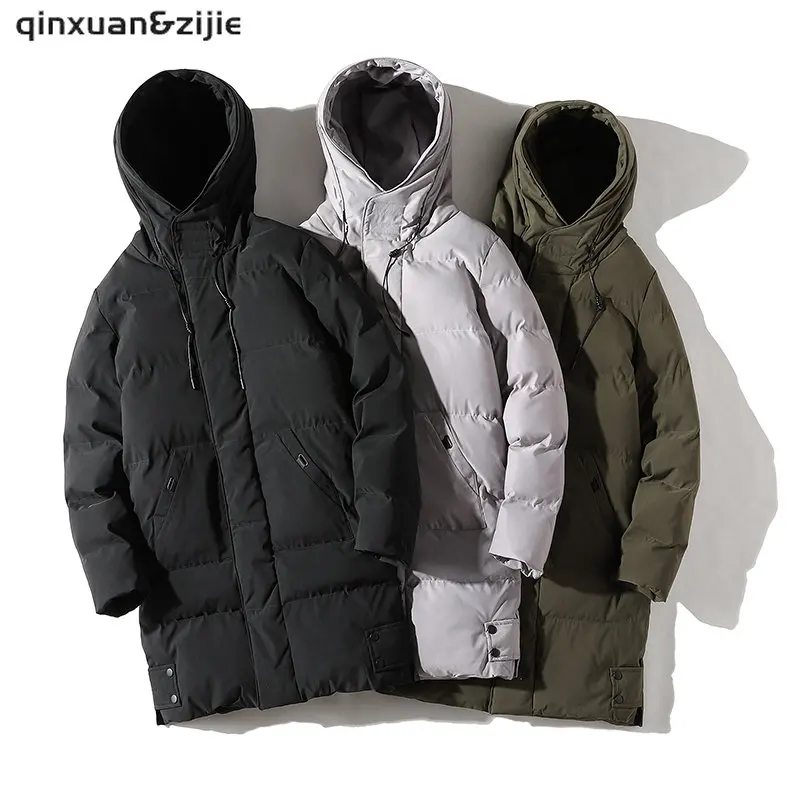 Men Winter Jacket Warm Hooded Solid Man Jackets and Coats Outwear Windbreaker Male Long Parka Overcoats Plus Size Black Grey 8XL