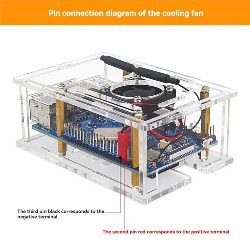 Upgraded For Orange Pi 4A Case Acrylic Enclosure Transparent Shell With Heatsinks Fan
