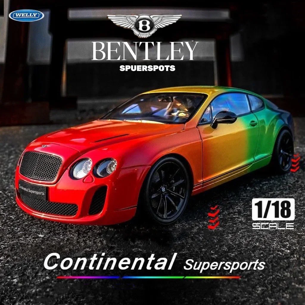 WELLY 1:18 Bentley Continental Supersports Alloy Luxy Car Model Diecasts Metal Toy Vehicles Car Model High Simulation Kids Gifts