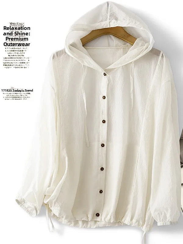 

Лето 2022, художественная женская легкая дышащая верхняя одежда большого размера с капюшоном и кондиционером, солнцезащитный крем irt Jaet