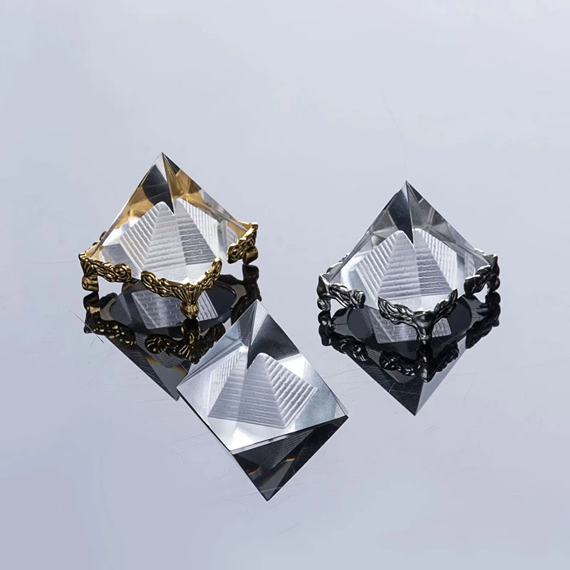 Gold Silver Crystal Glass Hollow Pyramid Egypt Pyramid Figurine Model Fengshui Ornament Office Home Decoration Paperweight - Image 5