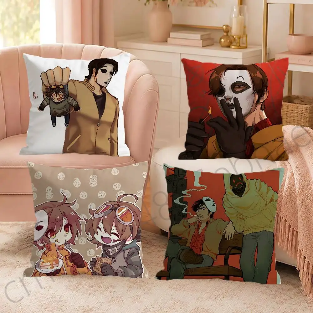 For Creepypasta Masky Throw Pillow Cover 2D Double-Sided Print Soft Cushion Case for Home Sofa Bedroom Car