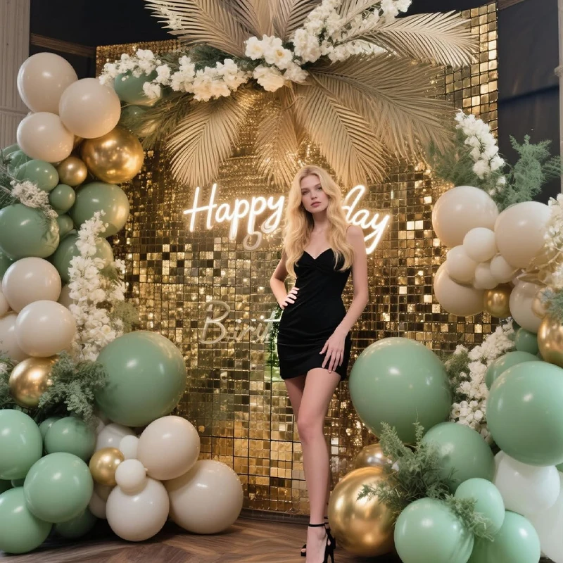 46pcs Retro Color Mixed Balloon Bouquet, Metal Gold With Golden Confetti Foil Balloons, Party Decoration Balloons