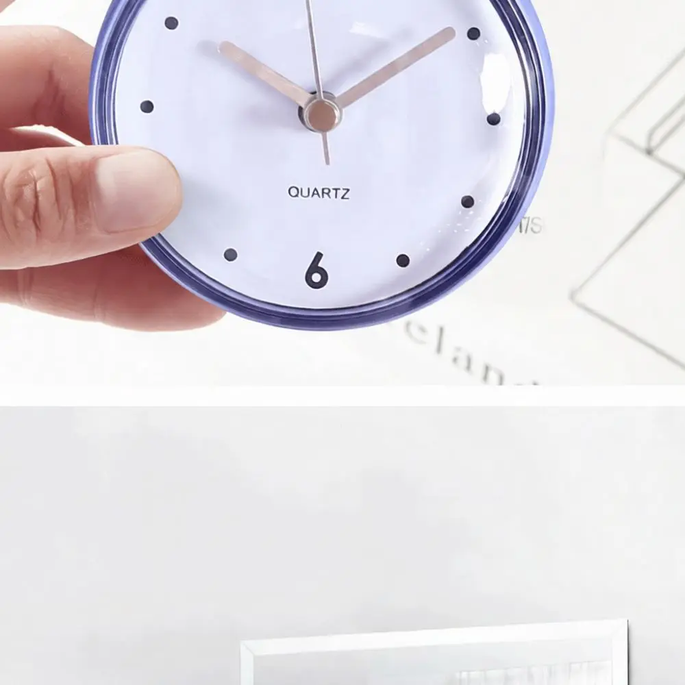 Mini Suction Cup Wall Clock For WEMAX Waterproof Kitchen Bathroom Silent Timer Quartz Glass Decor Interior Accessory