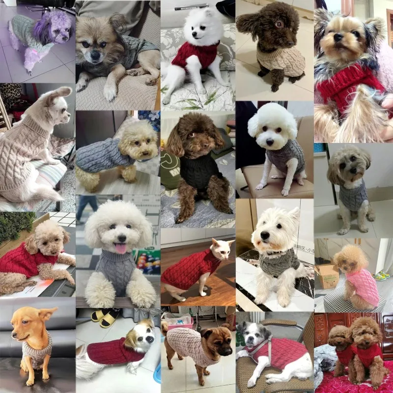 Dog Winter Clothes Warm Pet Dog Knitted Sweater Soft Puppy Turtleneck Pet Clothes Solid Color Cat Sweaters Chihuahua Dog Clothes