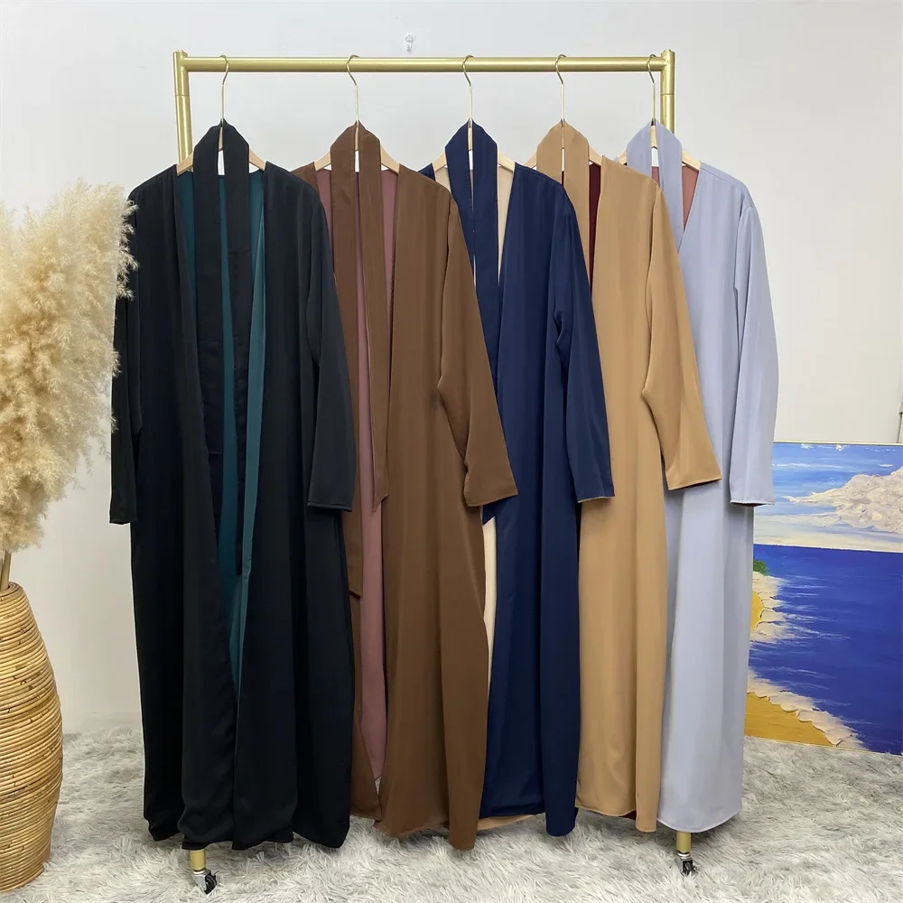 Dubai Abaya Women Muslim Open Cardigan Maxi Dress Turkey Double Side Wear Kaftan Islam Modest Casual Eid Party Abayas Arab Gowns