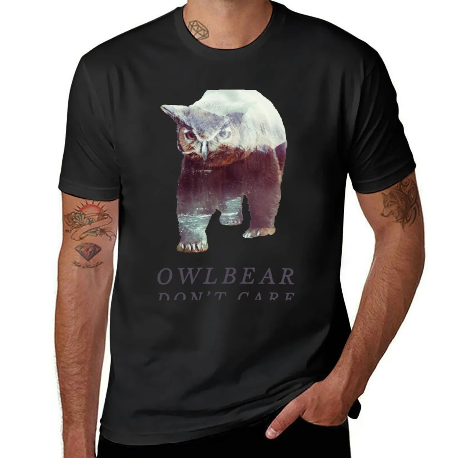 Owlbear Don't Care T-Shirt heavyweights animal prinfor boys cute tops aesthetic clothes mens graphic t-shirts pack