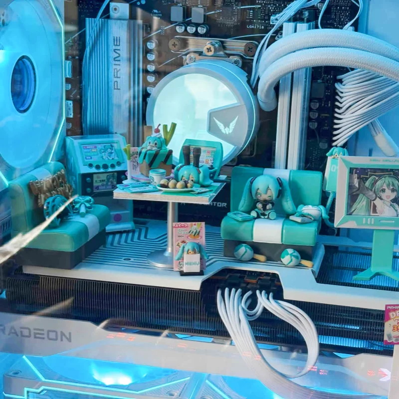 Re-Ment Hatsune Miku Karaokê Anime Estatuetas Conjunto 6pcs Modelo Colecionável Ornamentos Crianças Presente Figuras de Ação Brinquedo