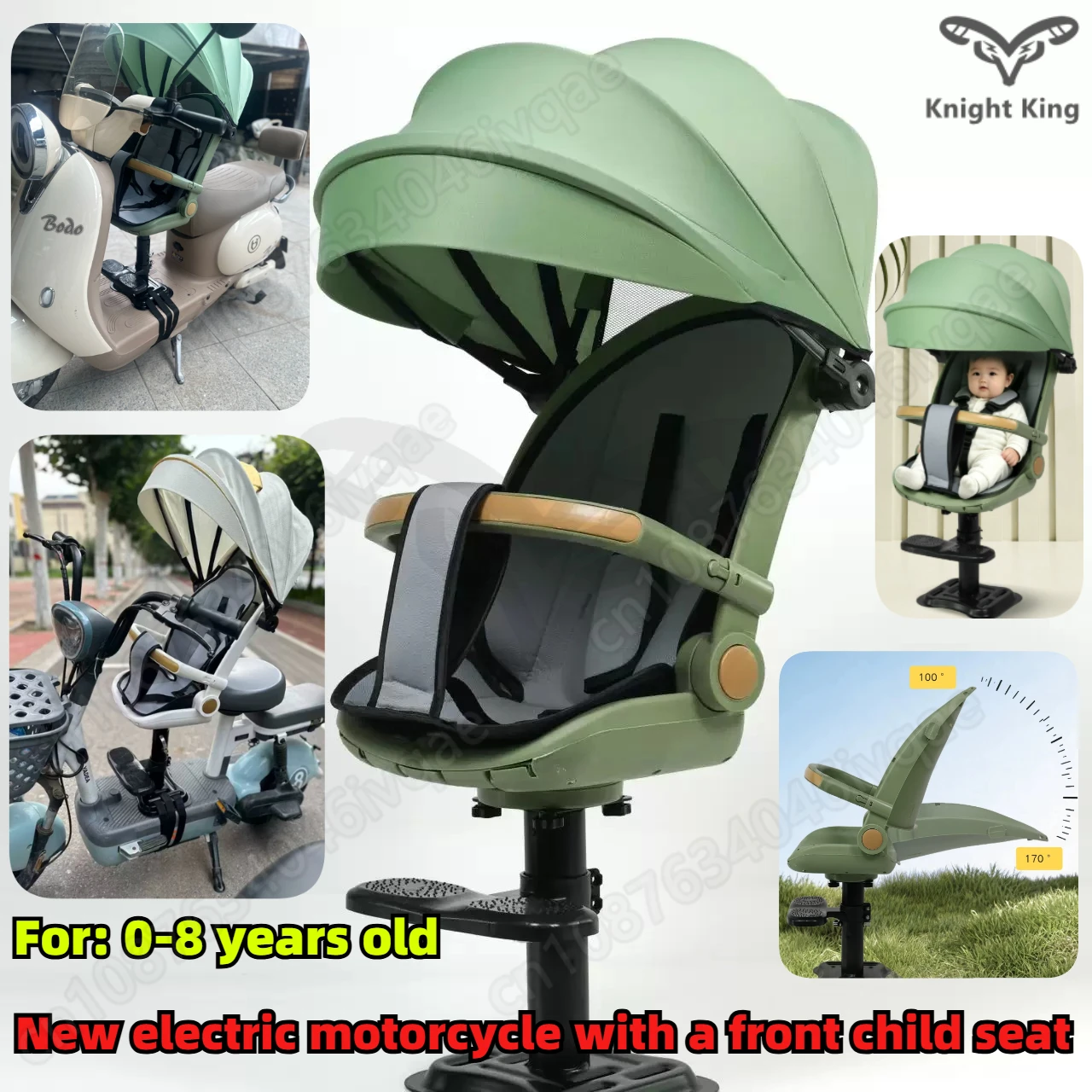 Electric motorcycle child seat front rotatable reclining sitting sunshade small stool scooter safety seat motorcycle seat