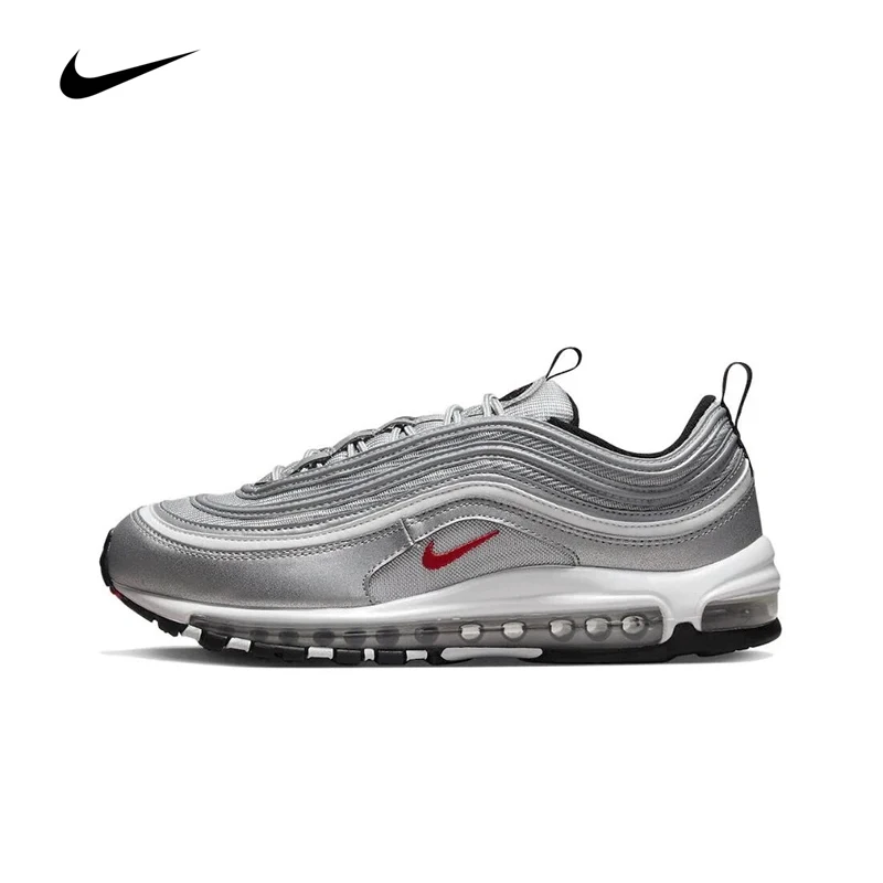 Original Nike Air Max 97 \'Silver Bullet\' Men\'s Running Shoes Aseismatic Breathable Sports Unisex Vintage Sneakers 884421-001