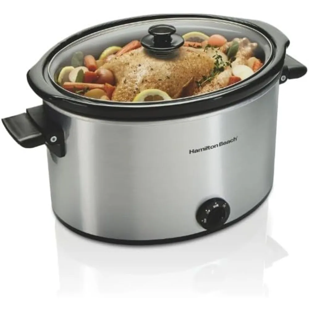 H͏a͏m͏i͏l͏t͏o͏n Beach Slow Cooker, 10 Quart Capacity, Extra Large, Removable Crock, (Silver)