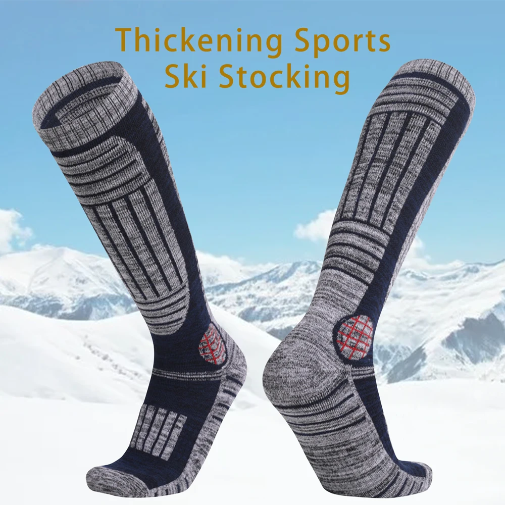 1 Pair Thermal Winter Cotton Men Women Ski Socks High Elastic Sports Socks Snowboarding Cycling Adult Skiing Thicker Leg Warm