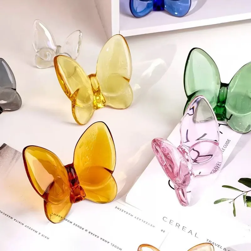 Colorful Crystal Glass Butterfly Desktop Decoration, Home Office Desk Decoration, Bookshelf, Living Room Wedding and Party Gifts