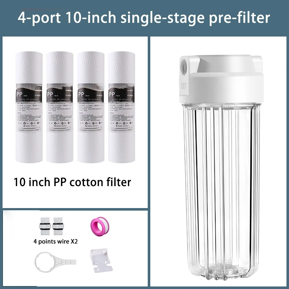 

1 set of 10-inch pre-filter with accessories for household water purifier, transparent bottle, pre-filter bottle, PP cotton core
