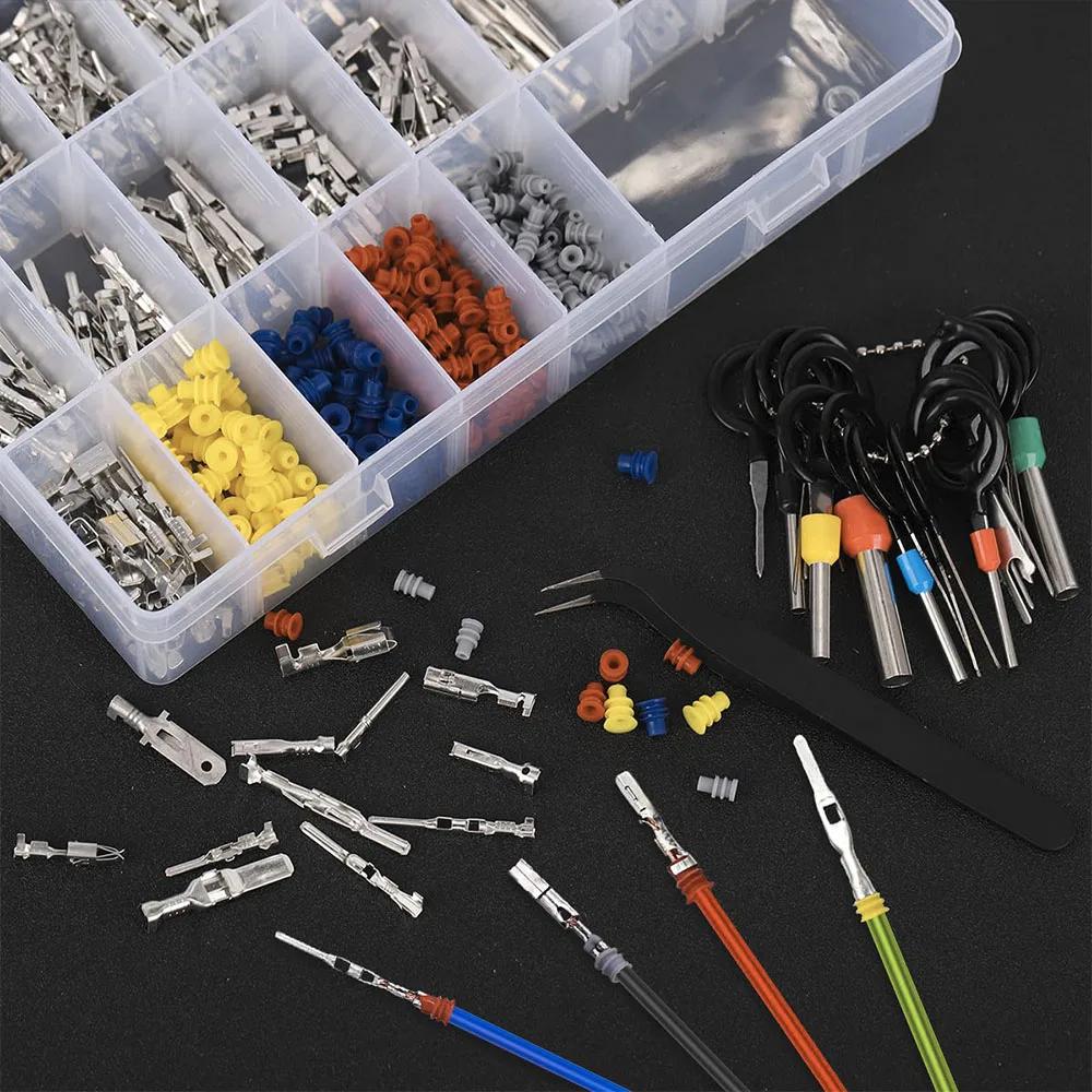 660-teiliges Steckverbinder-Set 1/1,5/1,8/2,2/2,8/3,5/4,8/6,3mm Auto-Elektrokabel-Anschluss mit Demontagewerkzeug, Nicht Isolierte Crimpstecker – Detail 3